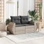 Preview: Gartensofa mit Kissen 2-Sitzer Hellgrau Poly Rattan
