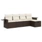Preview: 5-tlg. Garten-Sofagarnitur mit Kissen Braun Poly Rattan