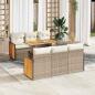 Preview: ARDEBO.de - 7-tlg. Garten-Sofagarnitur mit Kissen Beige Poly Rattan Akazie