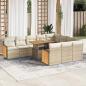 Preview: ARDEBO.de - 11-tlg. Garten-Sofagarnitur mit Kissen Beige Poly Rattan Akazie