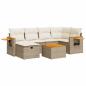 Preview: 7-tlg. Garten-Sofagarnitur mit Kissen Beige Poly Rattan