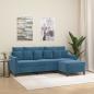 Preview: ARDEBO.de - 3-Sitzer-Sofa mit Hocker Blau 180 cm Samt