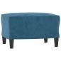 Preview: 3-Sitzer-Sofa mit Hocker Blau 180 cm Samt