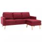 Preview: 3-Sitzer-Sofa mit Hocker Weinrot Stoff