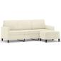 Preview: 3-Sitzer-Sofa mit Hocker Creme 180 cm Samt