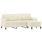 Preview: 3-Sitzer-Sofa mit Hocker Creme 180 cm Samt