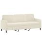 Preview: 3-Sitzer-Sofa mit Hocker Creme 180 cm Samt