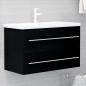 Preview: ARDEBO.de - Waschbeckenunterschrank Schwarz 80x38,5x48 cm Holzwerkstoff