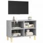 Preview: TV-Schrank mit Massivholz-Beinen Grau Sonoma 69,5x30x50 cm
