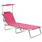 Preview: ARDEBO.de - Klappliege mit Sonnendach Rosa Aluminium