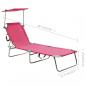 Preview: Klappliege mit Sonnendach Rosa Aluminium