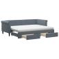 Preview: Tagesbett Ausziehbar mit Schubladen Dunkelgrau 80x200 cm Samt