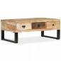 Preview: ARDEBO.de - Couchtisch mit 3 Schubladen Massivholz Mango 90x50x35 cm