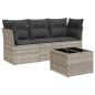 Preview: 4-tlg. Garten-Sofagarnitur mit Kissen Hellgrau Poly Rattan