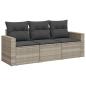 Preview: 3-tlg. Garten-Sofagarnitur mit Kissen Hellgrau Poly Rattan