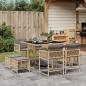 Preview: ARDEBO.de - 9-tlg. Garten-Essgruppe mit Kissen Beigemischung Poly Rattan
