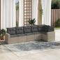 Preview: ARDEBO.de - 6-tlg. Garten-Sofagarnitur mit Kissen Hellgrau Poly Rattan