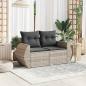 Preview: Gartensofa mit Kissen 2-Sitzer Hellgrau Poly Rattan