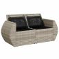 Preview: Gartensofa mit Kissen 2-Sitzer Hellgrau Poly Rattan