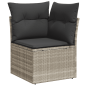 Preview: 6-tlg. Garten-Sofagarnitur mit Kissen Hellgrau Poly Rattan