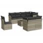 Preview: 9-tlg. Garten-Sofagarnitur mit Kissen Hellgrau Poly Rattan