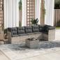 Preview: ARDEBO.de - 7-tlg. Garten-Sofagarnitur mit Kissen Hellgrau Poly Rattan