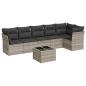 Preview: 7-tlg. Garten-Sofagarnitur mit Kissen Hellgrau Poly Rattan