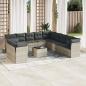 Preview: ARDEBO.de - 12-tlg. Garten-Sofagarnitur mit Kissen Hellgrau Poly Rattan