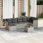 Preview: ARDEBO.de - 8-tlg. Garten-Sofagarnitur mit Kissen Hellgrau Poly Rattan