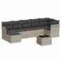 Preview: 8-tlg. Garten-Sofagarnitur mit Kissen Hellgrau Poly Rattan