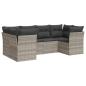 Preview: 6-tlg. Garten-Sofagarnitur mit Kissen Hellgrau Poly Rattan