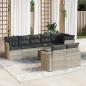 Preview: ARDEBO.de - 9-tlg. Garten-Sofagarnitur mit Kissen Hellgrau Poly Rattan