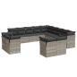 Preview: 13-tlg. Garten-Sofagarnitur mit Kissen Hellgrau Poly Rattan