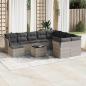 Preview: ARDEBO.de - 11-tlg. Garten-Sofagarnitur mit Kissen Hellgrau Poly Rattan