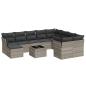 Preview: 11-tlg. Garten-Sofagarnitur mit Kissen Hellgrau Poly Rattan