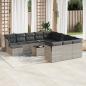 Preview: ARDEBO.de - 13-tlg. Garten-Sofagarnitur mit Kissen Hellgrau Poly Rattan
