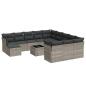 Preview: 13-tlg. Garten-Sofagarnitur mit Kissen Hellgrau Poly Rattan