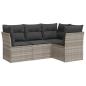 Preview: 4-tlg. Garten-Sofagarnitur mit Kissen Hellgrau Poly Rattan