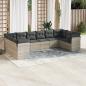 Preview: ARDEBO.de - 10-tlg. Garten-Sofagarnitur mit Kissen Hellgrau Poly Rattan