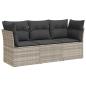 Preview: 3-tlg. Garten-Sofagarnitur mit Kissen Hellgrau Poly Rattan
