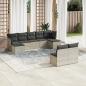 Preview: ARDEBO.de - 9-tlg. Garten-Sofagarnitur mit Kissen Hellgrau Poly Rattan