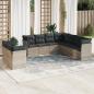 Preview: ARDEBO.de - 9-tlg. Garten-Sofagarnitur mit Kissen Hellgrau Poly Rattan