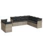 Preview: 9-tlg. Garten-Sofagarnitur mit Kissen Hellgrau Poly Rattan