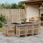 Preview: ARDEBO.de - 11-tlg. Garten-Essgruppe mit Kissen Beigemischung Poly Rattan