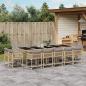 Preview: ARDEBO.de - 15-tlg. Garten-Essgruppe mit Kissen Beigemischung Poly Rattan
