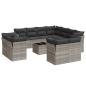 Preview: 12-tlg. Garten-Sofagarnitur mit Kissen Hellgrau Poly Rattan