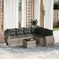 Preview: ARDEBO.de - 7-tlg. Garten-Sofagarnitur mit Kissen Hellgrau Poly Rattan