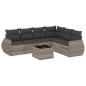 Preview: 7-tlg. Garten-Sofagarnitur mit Kissen Hellgrau Poly Rattan