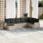 Preview: ARDEBO.de - 8-tlg. Garten-Sofagarnitur mit Kissen Hellgrau Poly Rattan