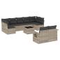 Preview: 10-tlg. Garten-Sofagarnitur mit Kissen Hellgrau Poly Rattan